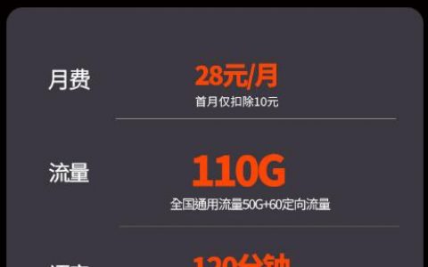 浙江联通校园卡套餐：5G王炸卡，28元包110g流量+120分钟通话