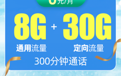 中国电信新星卡升级版（8G通用 30G定向 300分钟）