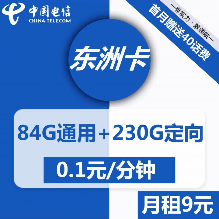 电信东洲卡 9元月租84G通用流量+230G定向流量-1