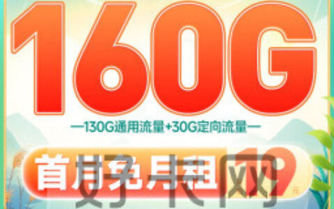 电信谷雨卡 19元160G流量 短期低月租首选