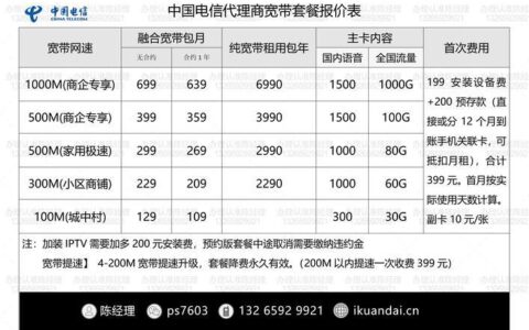 深圳电信宽带套餐价格表（2023版）