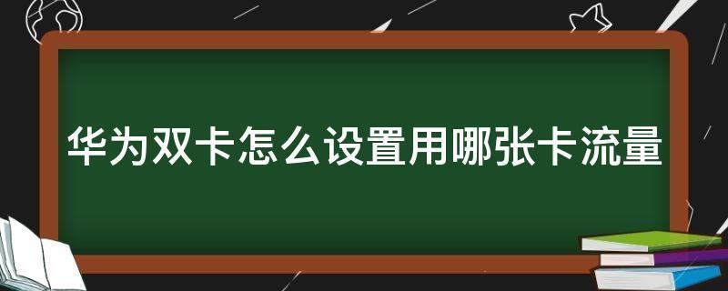 两张卡流量怎么控制为只用一张？