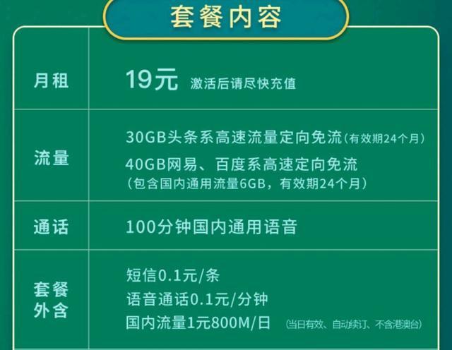 北京电信19元套餐详情，流量足够用，通话费低