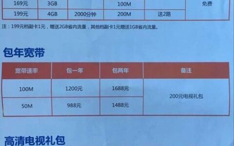 成都电信99元套餐内容