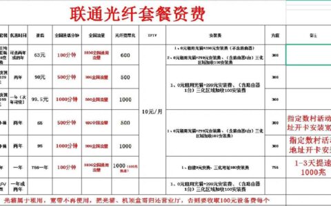 吉林市联通宽带价格表（2024年6月更新）